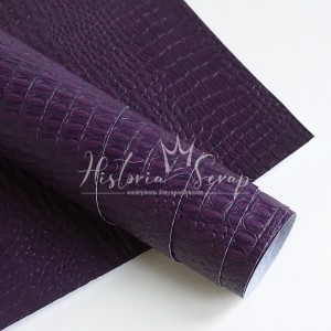 Переплетный кожзам с тиснением "Крокодил", цвет темно-фиолетовый, 25х70 см